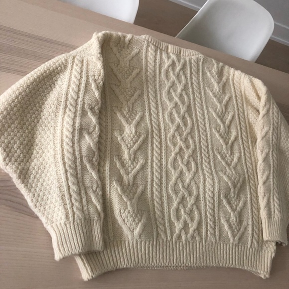Vintage cream British wool fisherman sweater - Picture 7 of 10